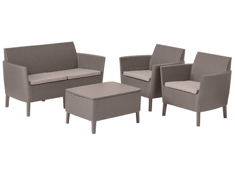 Salemo m�anyag kerti b�tor szett cappuccino - homok